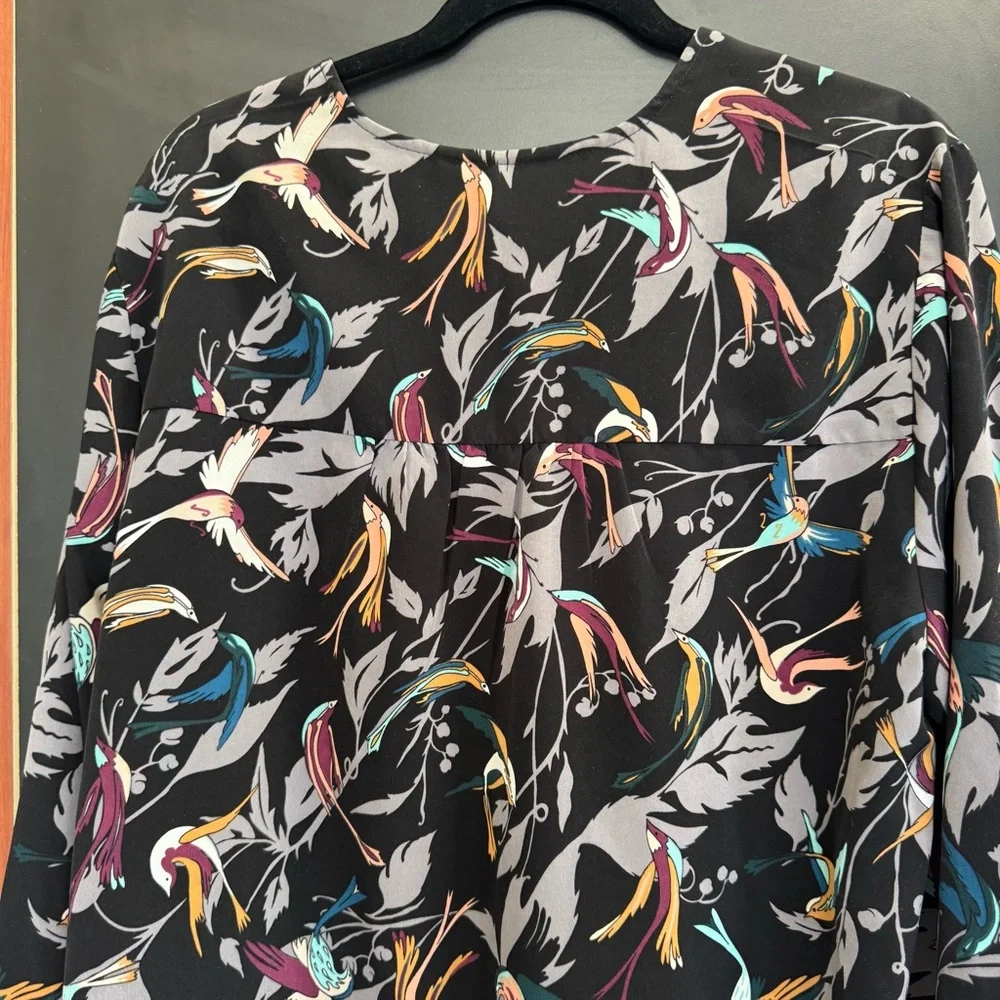 Melissa McCarthy Seven 7 High Low Tunic Shirt Long Sleeve Birds Size 2X Swallows - Picture 6 of 14